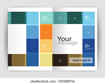 Vector modern geometrical a4 flyer brochure template, annual report print template with infographics abc options