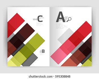 Vector modern geometrical a4 flyer brochure template, annual report print template with infographics abc options
