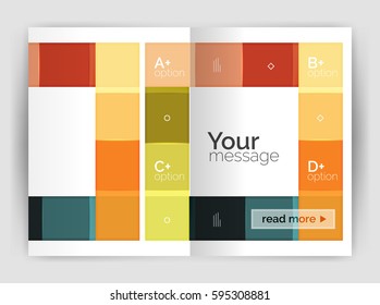 Vector modern geometrical a4 flyer brochure template, annual report print template with infographics abc options