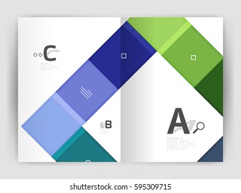 Vector modern geometrical a4 flyer brochure template, annual report print template with infographics abc options