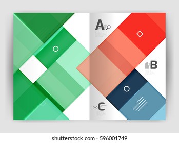 Vector modern geometrical a4 flyer brochure template, annual report print template with infographics abc options