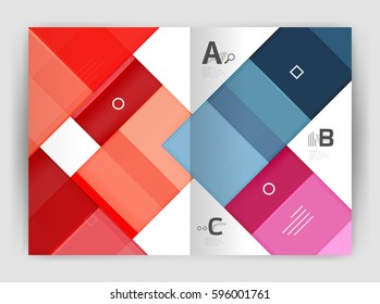 Vector modern geometrical a4 flyer brochure template, annual report print template with infographics abc options