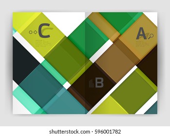 Vector modern geometrical a4 flyer brochure template, annual report print template with infographics abc options