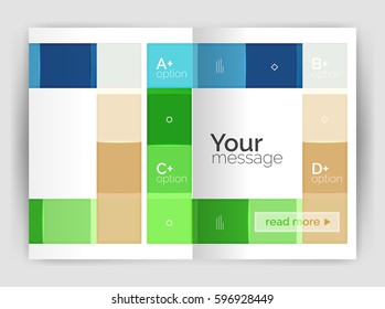 Vector modern geometrical a4 flyer brochure template, annual report print template with infographics abc options