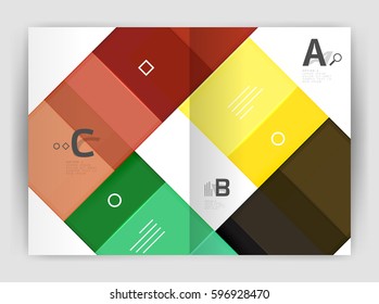 Vector modern geometrical a4 flyer brochure template, annual report print template with infographics abc options