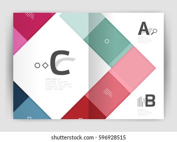 Vector modern geometrical a4 flyer brochure template, annual report print template with infographics abc options