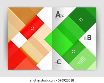 Vector modern geometrical a4 flyer brochure template, annual report print template with infographics abc options