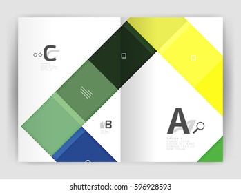 Moderne geometrische Vektor-Broschüre a4, Vorlage für den Jahresbericht mit Infografik-Optionen