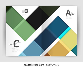 Vector modern geometrical a4 flyer brochure template, annual report print template with infographics abc options