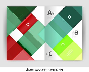 Vector modern geometrical a4 flyer brochure template, annual report print template with infographics abc options