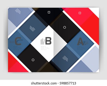 Vector modern geometrical a4 flyer brochure template, annual report print template with infographics abc options