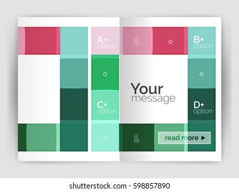 Modelo de folheto de folheto a4 geométrico moderno vetorial, modelo de impressão de relatório anual com opções de infographics abc