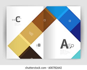 Vector modern geometrical a4 flyer brochure template, annual report print template with infographics abc options