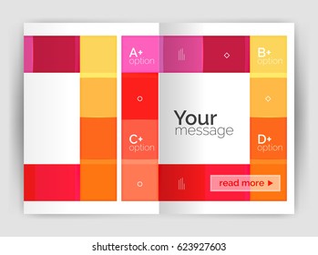 Vector modern geometrical a4 flyer brochure template, annual report print template with infographics abc options