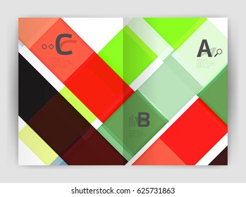 Vector modern geometrical a4 flyer brochure template, annual report print template with infographics abc options