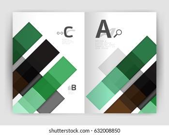 Plantilla de folleto de volante a4 geométrico moderno vectorial, plantilla de impresión de informes anuales con opciones de abc de infografía