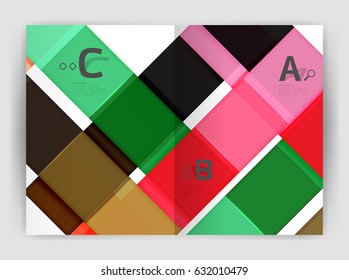 Vector modern geometrical a4 flyer brochure template, annual report print template with infographics abc options