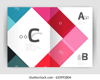 Vector modern geometrical a4 flyer brochure template, annual report print template with infographics abc options