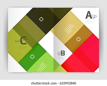 Vector modern geometrical a4 flyer brochure template, annual report print template with infographics abc options