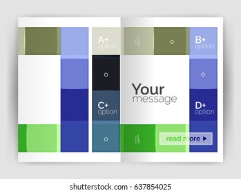 Vector modern geometrical a4 flyer brochure template, annual report print template with infographics abc options
