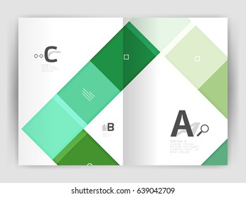 Vector modern geometrical a4 flyer brochure template, annual report print template with infographics abc options
