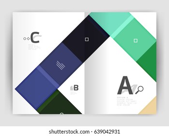 Vector modern geometrical a4 flyer brochure template, annual report print template with infographics abc options