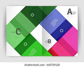 Vector modern geometrical a4 flyer brochure template, annual report print template with infographics abc options
