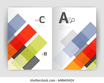 Vector modern geometrical a4 flyer brochure template, annual report print template with infographics abc options