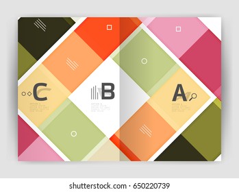 Vector modern geometrical a4 flyer brochure template, annual report print template with infographics abc options