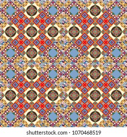 Vector modern geometrical abstract background in blue, beige and brown colors. Texture, new background. Geometric stylized multicolored seamless pattern.