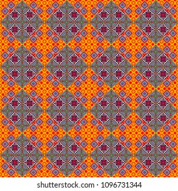 Vector modern geometrical abstract background in yellow, red and blue colors. Texture, new background. Geometric stylized multicolored seamless pattern.