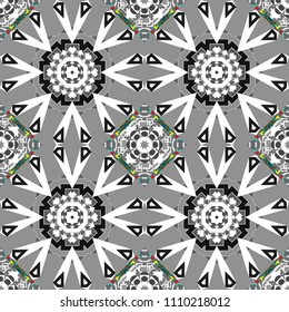 Vector modern geometrical abstract background in black, gray and white colors. Texture, new background. Geometric stylized multicolored seamless pattern.
