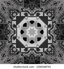 Vector modern geometrical abstract background in black, white and gray colors. Texture, new background. Geometric stylized multicolored seamless pattern.