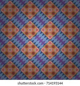 Vector modern geometrical abstract background in pink, orange and blue colors. Texture, new background. Geometric stylized multicolored seamless pattern.