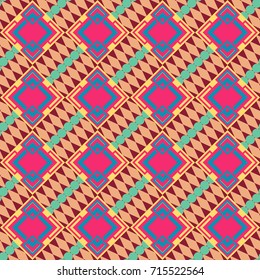 Vector modern geometrical abstract background in pink, red and beige colors. Texture, new background. Geometric stylized multicolored seamless pattern.
