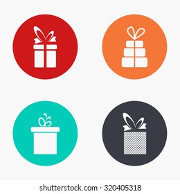 Vector modern gift colorful icons set on white background