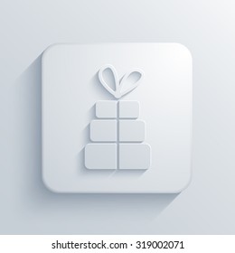 Vector modern gift light icon with shadow