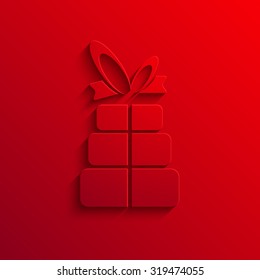 Vector modern gift red icon background. Eps10