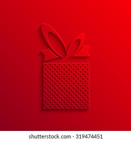 Vector modern gift red icon background. Eps10