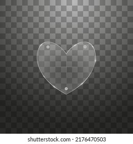 Vector modern glass heart on sample background.