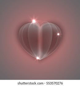 Vector modern glass heart on sample background. Eps10