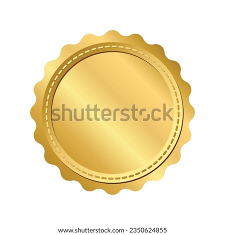Vector modern gold circle metal badge, label and design elements. vector illustration.
