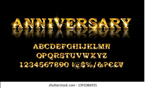 Vector Of Modern Gold Deal Alphabet And Font