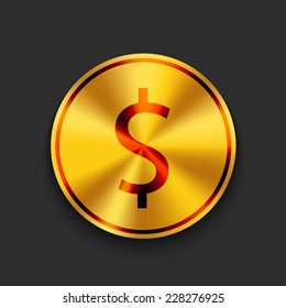 vector modern gold dollar on dark background. Eps 10