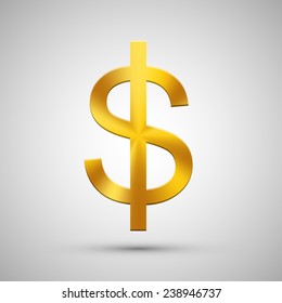 vector modern gold dollar on gray background. Eps 10