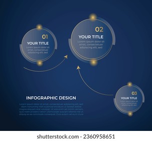diseño de plantilla de infografía 3d de oro moderno vectorial con pasos