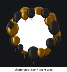Vector modern golden balloons background for happy berthday or anniversary day. Event invitation