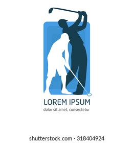 vector modern golf logo. logo for Golf tournament. silhouettes of golfers on white background  illustration.