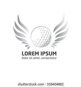 vector modern golf logo.Golf ball logo. Golf ball with wings on white background illustration.