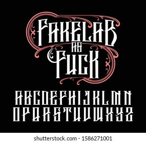 Vector modern gothic alphabet in frame. Vintage font. Typography for labels, headlines, posters etc.